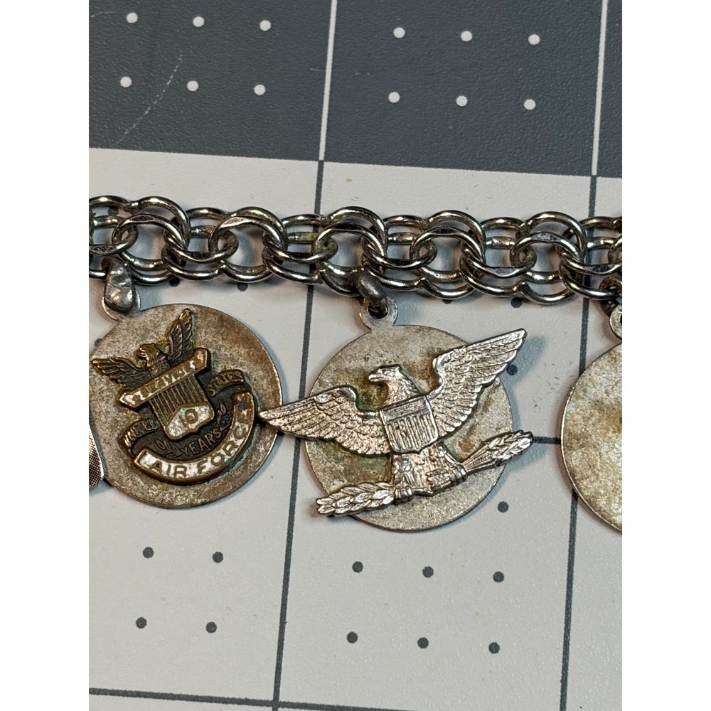Vintage Elco Sterling Silver US Air Force Charm Bracelet Military Photo Charms - Picture 5 of 7